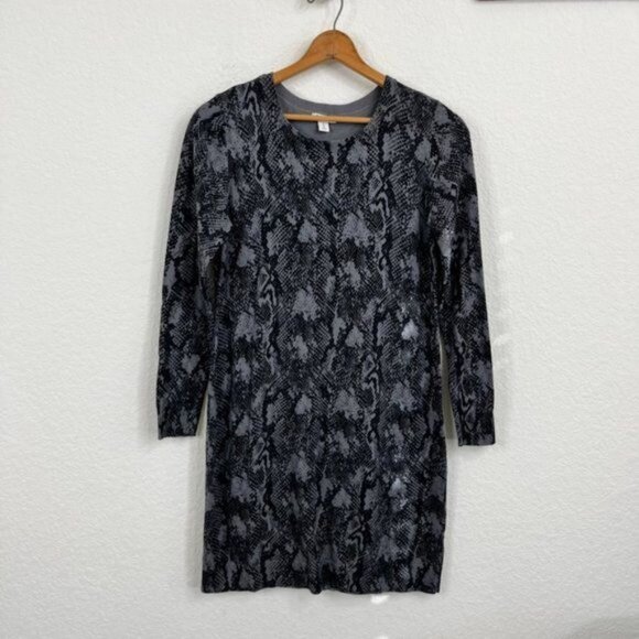 Old Navy Sweater Dress Snake Python Print Long Sleeve - Picture 2 of 8